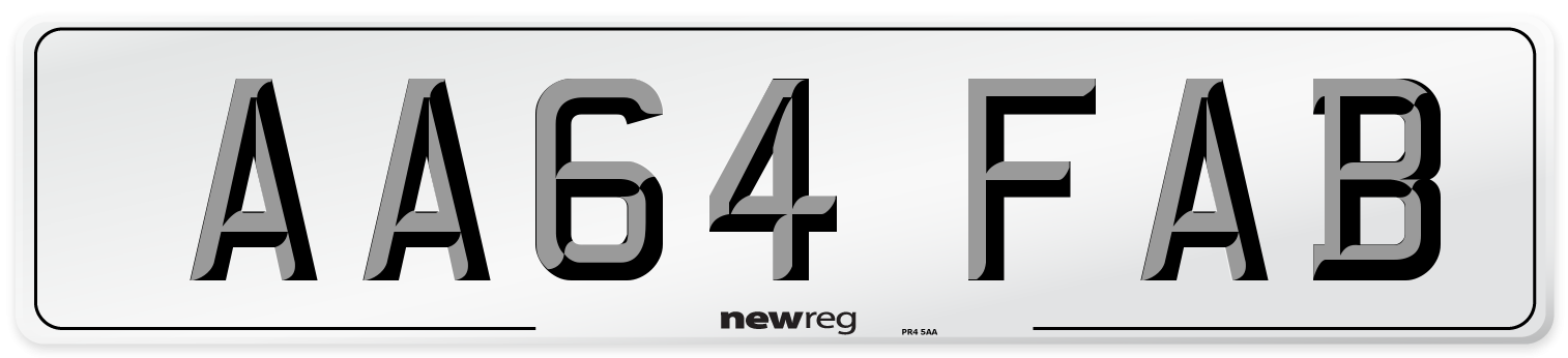 AA64 FAB Number Plate from New Reg